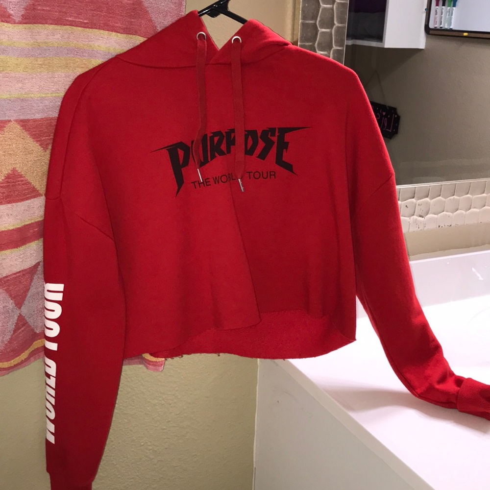Justin Bieber purpose tour cropped hoodie